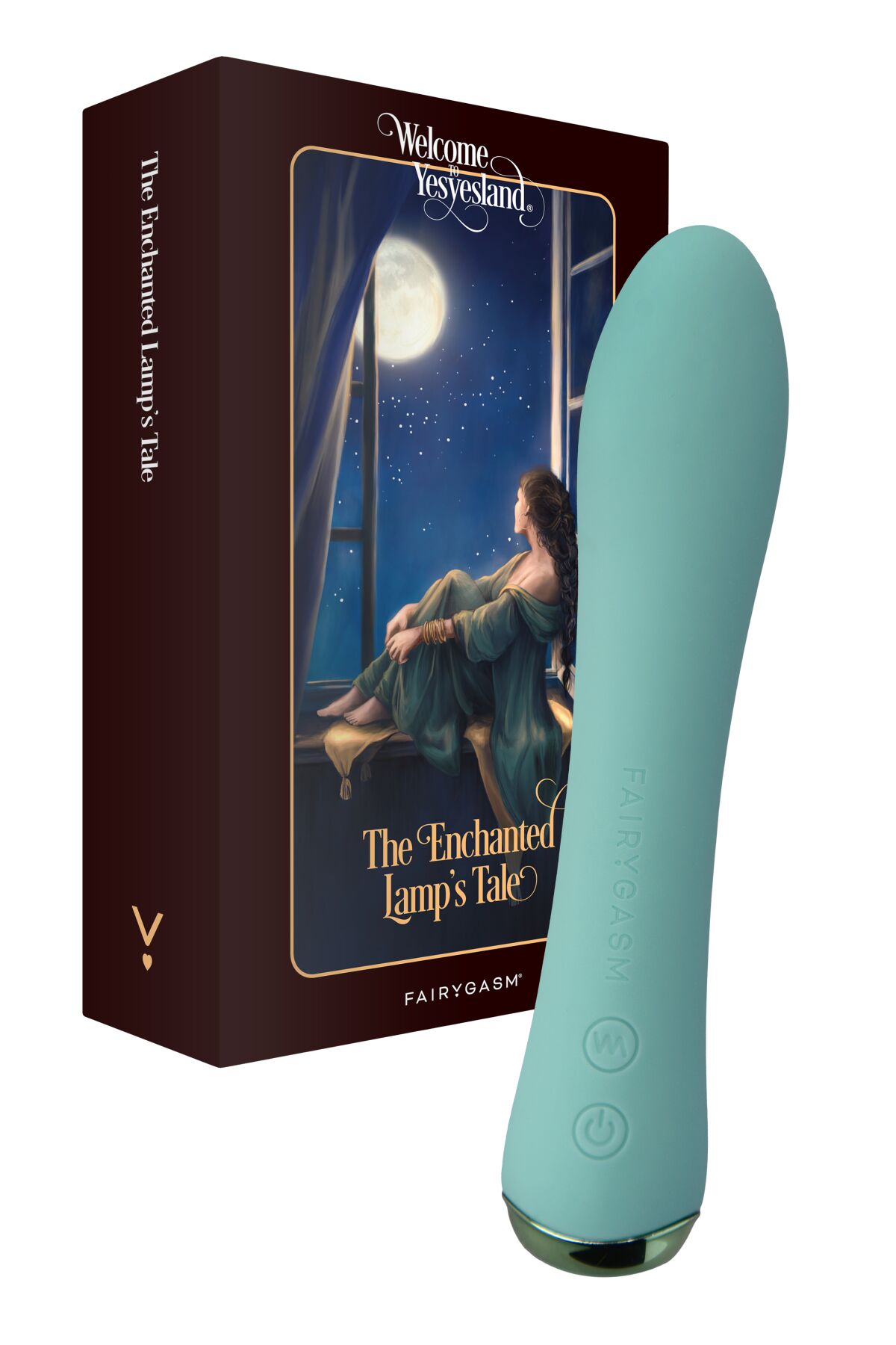 Heated vibrator FairyGasm WowGenie green, heats up to 42 °C