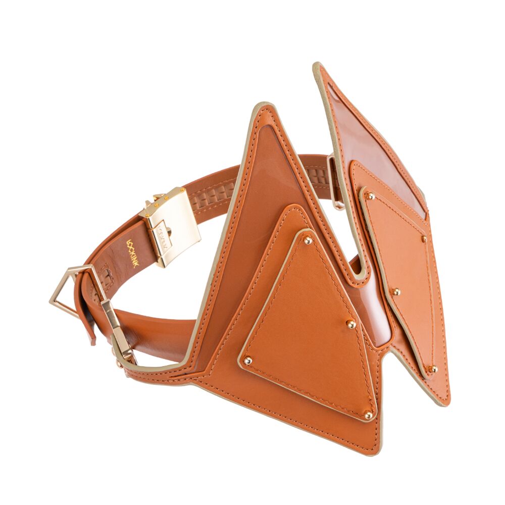 Blindfold LOCKINK Vixen, brown, genuine leather, adjustable size