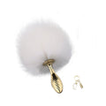 Metal Anal Plug — Bunny Tail LOCKINK SEVANDA White Bunny-Tail Anal Pear-shape Plug