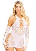 Мінісукня Leg Avenue Mini dress and matching gloves White One Size
