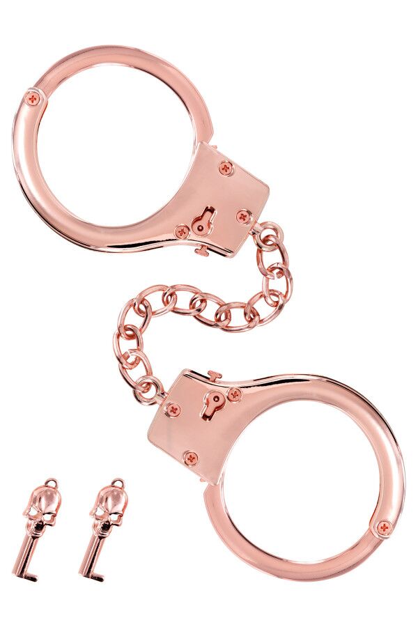 Fetish Tentation Premium Chick wrist cuffs in rose-gold metal