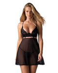 Бебі-дол Obsessive Nutris babydoll & thong, XL/2XL, імітація ліфа та спіднички, стрінги в комплекті