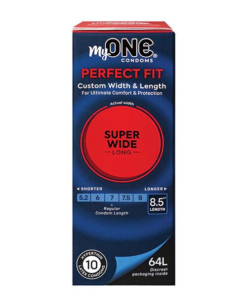 MyONE Super Wide & Long condoms, 10 count, cardboard box