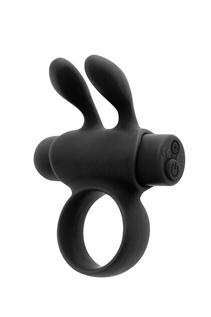 Erection Vibrating Ring S Pleasures Premium Rabbit Ring, Black, with Removable Vibrating Bullet and Ears