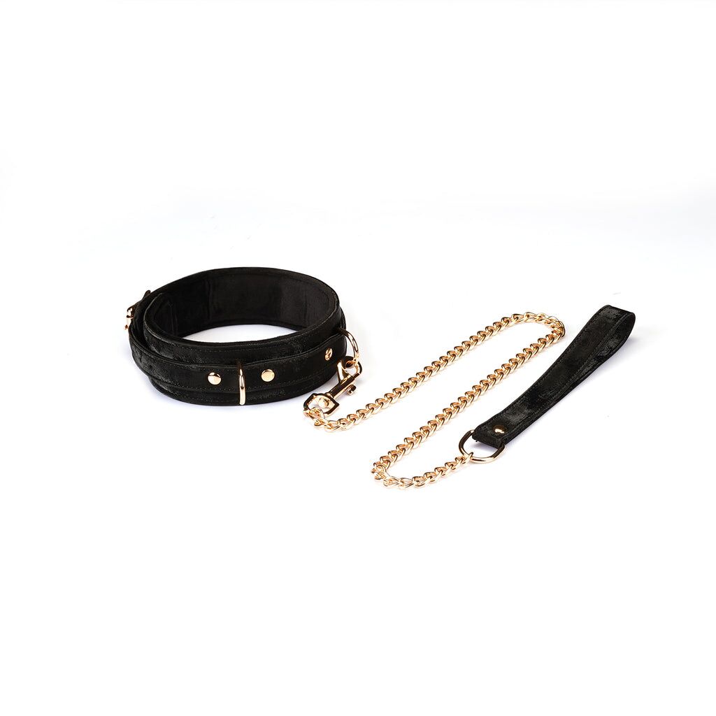 Нашийник з повідцем Liebe Seele Boudoir Amor Collar with Leash Black, три кільця