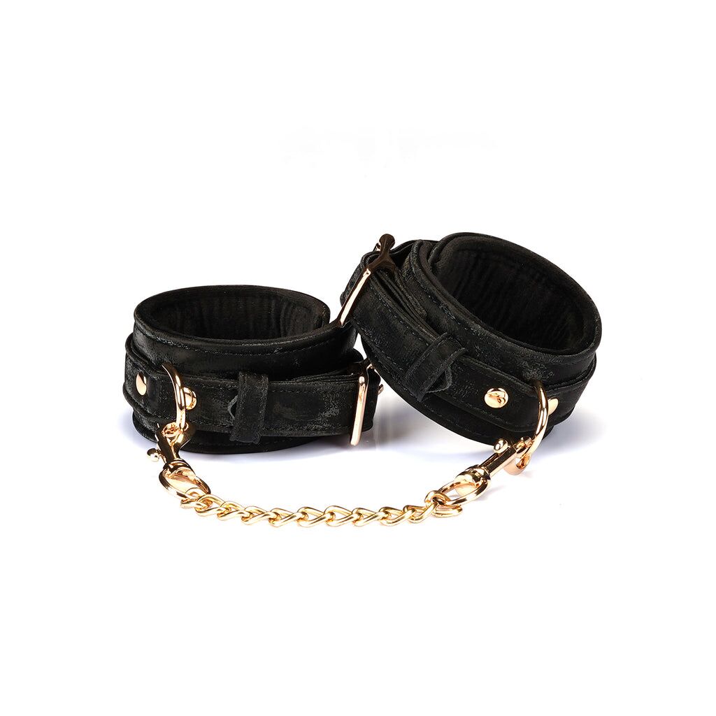Liebe Seele Boudoir Amor Wrist Cuffs Black, connecting chain with carabiners