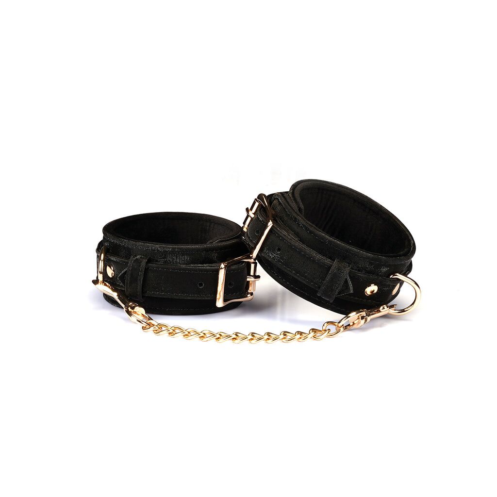 Greaves Liebe Seele Boudoir Amor Ankle Cuffs Black, removable connecting chain
