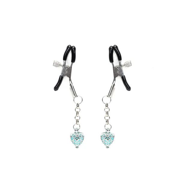 Liebe Seele Glow-in-dark Nipple Clamps Light Blue with Heart, Glow in the Dark