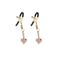Затискачі для сосків з підвіскою Liebe Seele Nipple Clamps Gold Heart-shaped Flowers on White