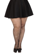 Leg Avenue Rhinestone Micro Net Tights Plus Size Black, fine mesh, rhinestones