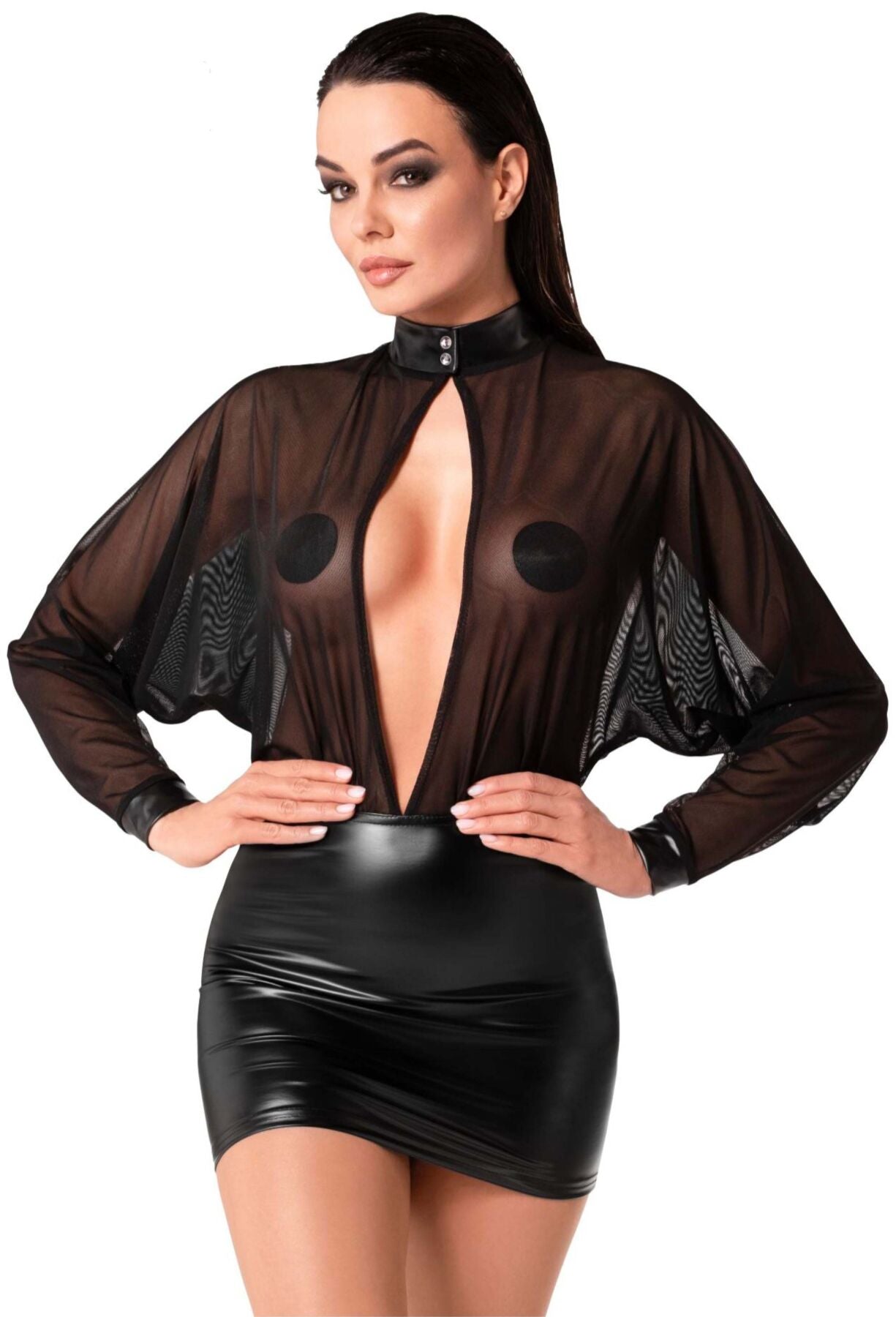 Noir Handmade F348 Powerwetlook and tulle dress - 6XL