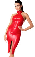 Dress Noir Handmade F354 Red powerwetlook dress - M