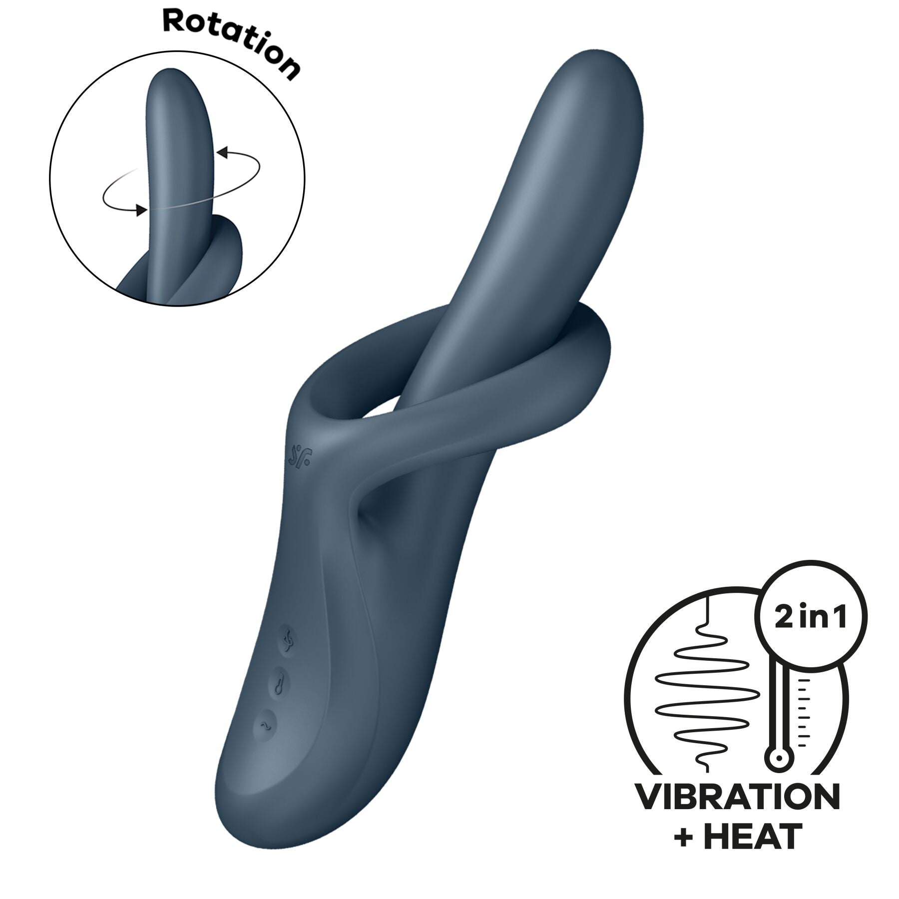 Вібратор з ротацією Satisfyer Heat Flex 4 Grey, підігрів до 39°C