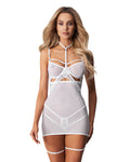 Babydoll Obsessive Arrowel White chemise L/XL, with decorative choker and garters