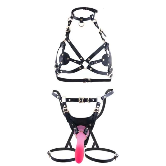 Harness with a strap-on LOCKINK SEVANDA Queen Sheba Set with Pink Dildo