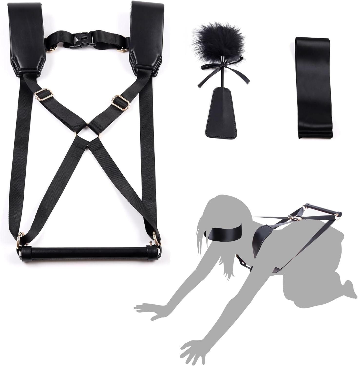 BDSM set LOCKINK YEAHWOW Black Doggy Style Saddle set