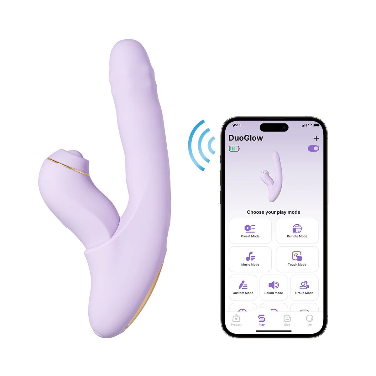 Smart Vibrator 5-in-1 Svakom DuoGlow, Pulsating Vibrator with Beads and Pulsating Stimulator, Heating
