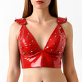 Lacquered Vinyl Bra with Spikes Art of Sex - Mistress, Red, Size L
