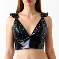Art of Sex - Mistress Lacquer Vinyl Spike Bra, black with holographic effect, size L