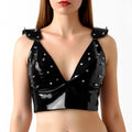 Art of Sex - Mistress Lacquered Vinyl Spike Bra, Black, Size L