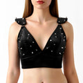 Art of Sex - Mistress spike bra, black wet-look velvet, size L