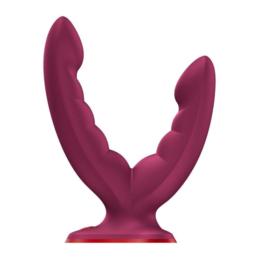 Fun Factory RYDE Double Dildo Wine Red, flexible shafts, suction cup