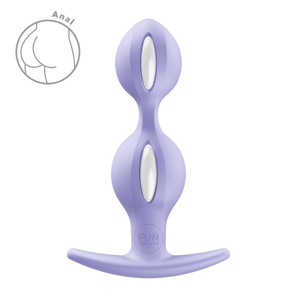 Анальні кульки Fun Factory B BALLS DUO Purple, ефект вібрації, діаметр 3,2 та 3,6 см