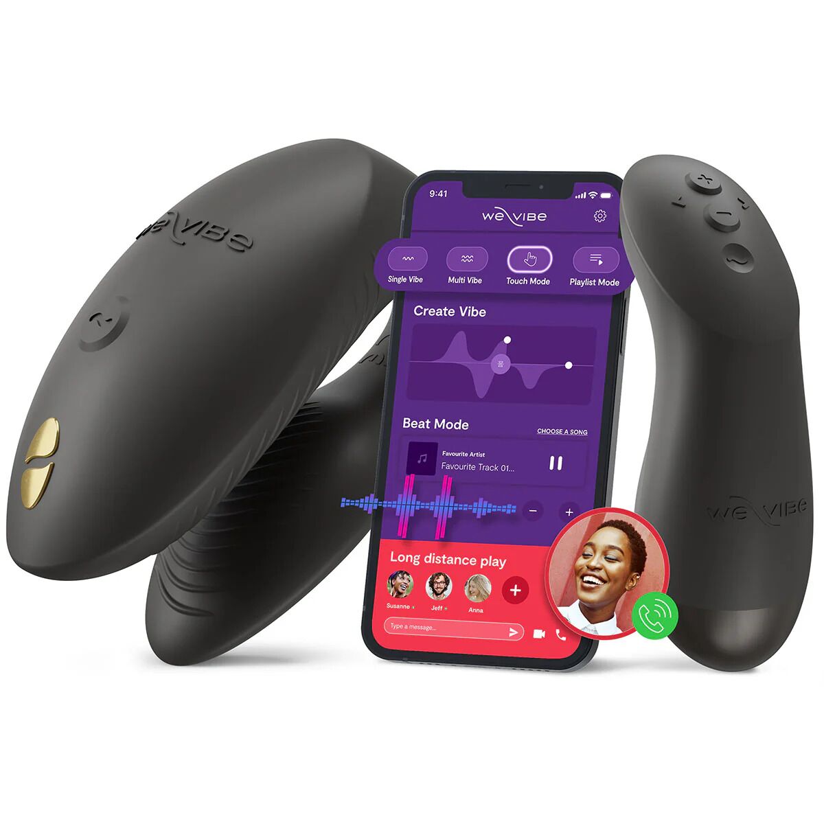 We-Vibe Chorus Pro Satin Black Smart Vibrator for Couples