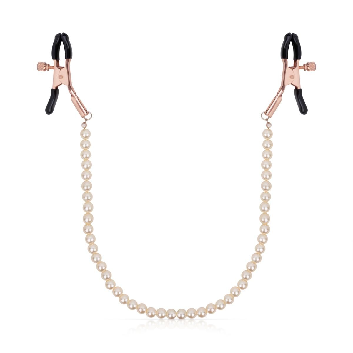 Nipple Clamps with Pearl Chain Rosy Gold - Nipple Clamps Pearls
