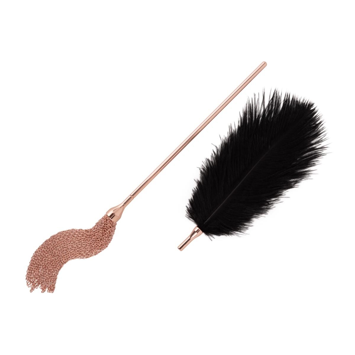 Tickler with Metal Flogger Rosy Gold - Feather Tickler & Whip