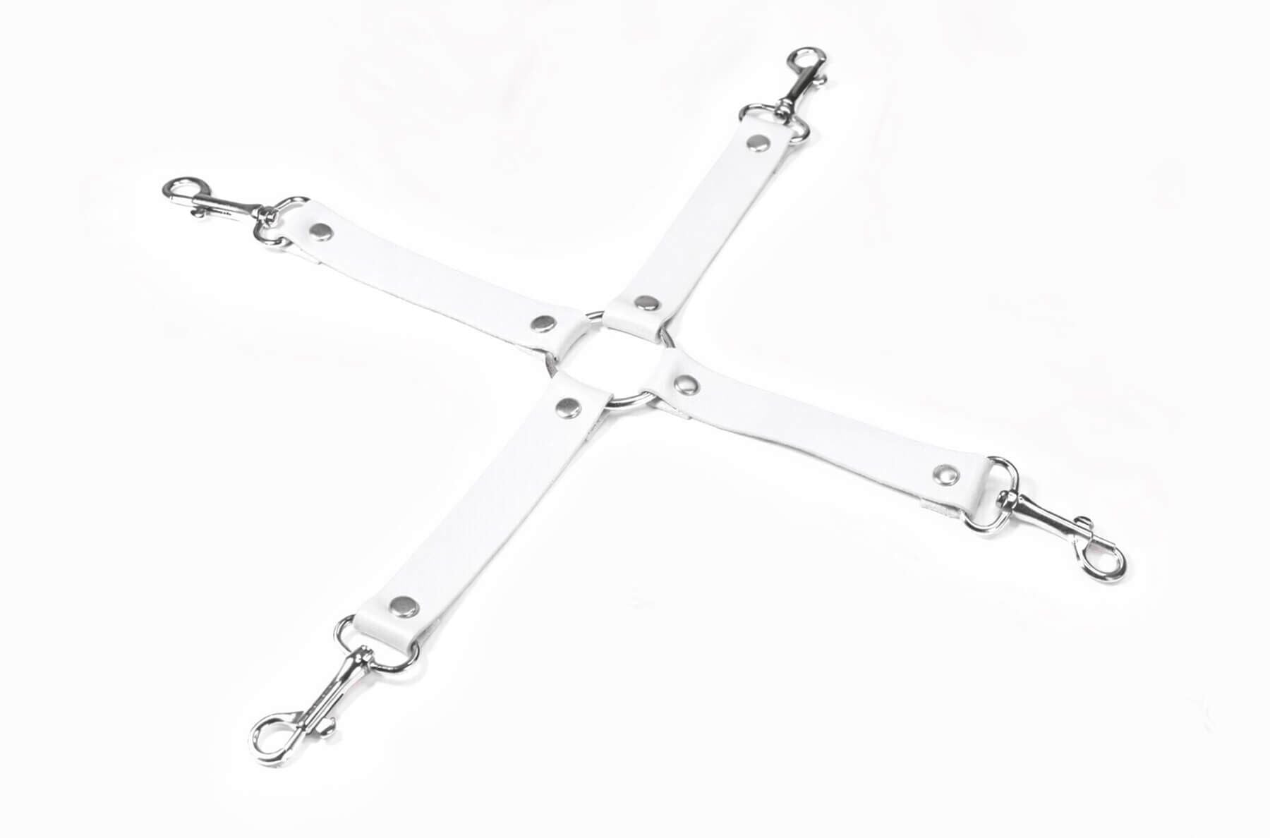 Feral Feelings Cross connector - 4 Way Connector White, genuine leather