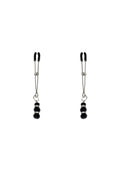 Thin Nipple Clamps with Feral Feelings Pendant - Silver/Black