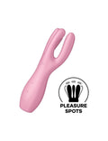 Clitoral vibrator Satisfyer Threesome 3 Pink with three fingers