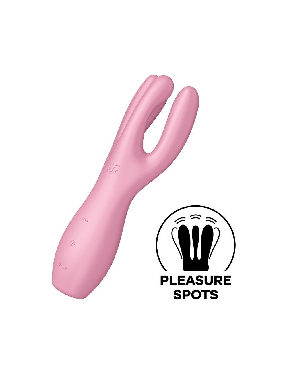 Clitoral vibrator Satisfyer Threesome 3 Pink with three fingers